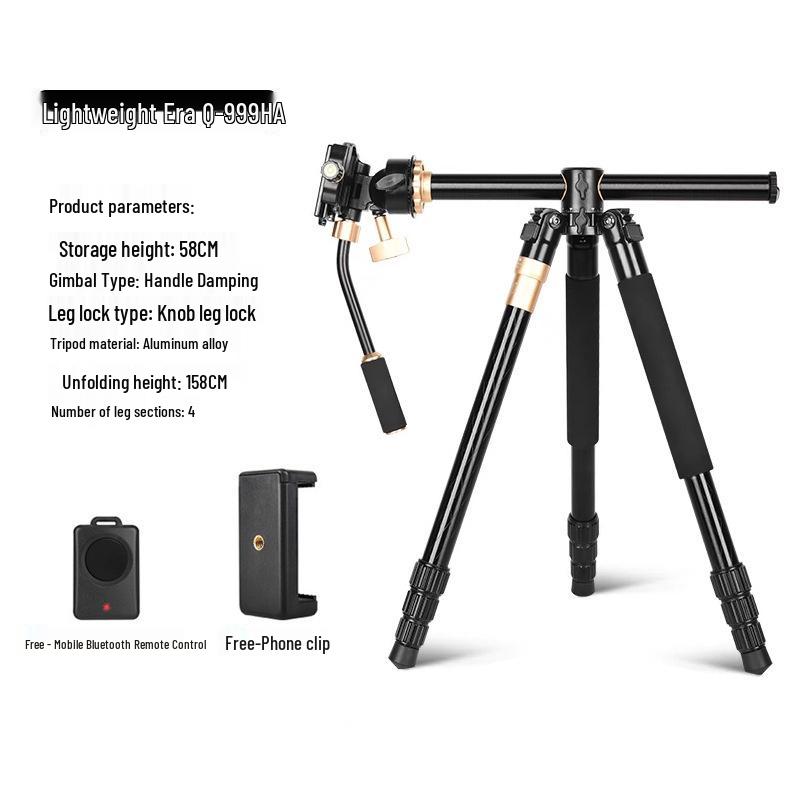 Lightweight Q999 Aluminum-Magnesium Alloy Folding DSLR Tripod - Portable & Stable for Shooting