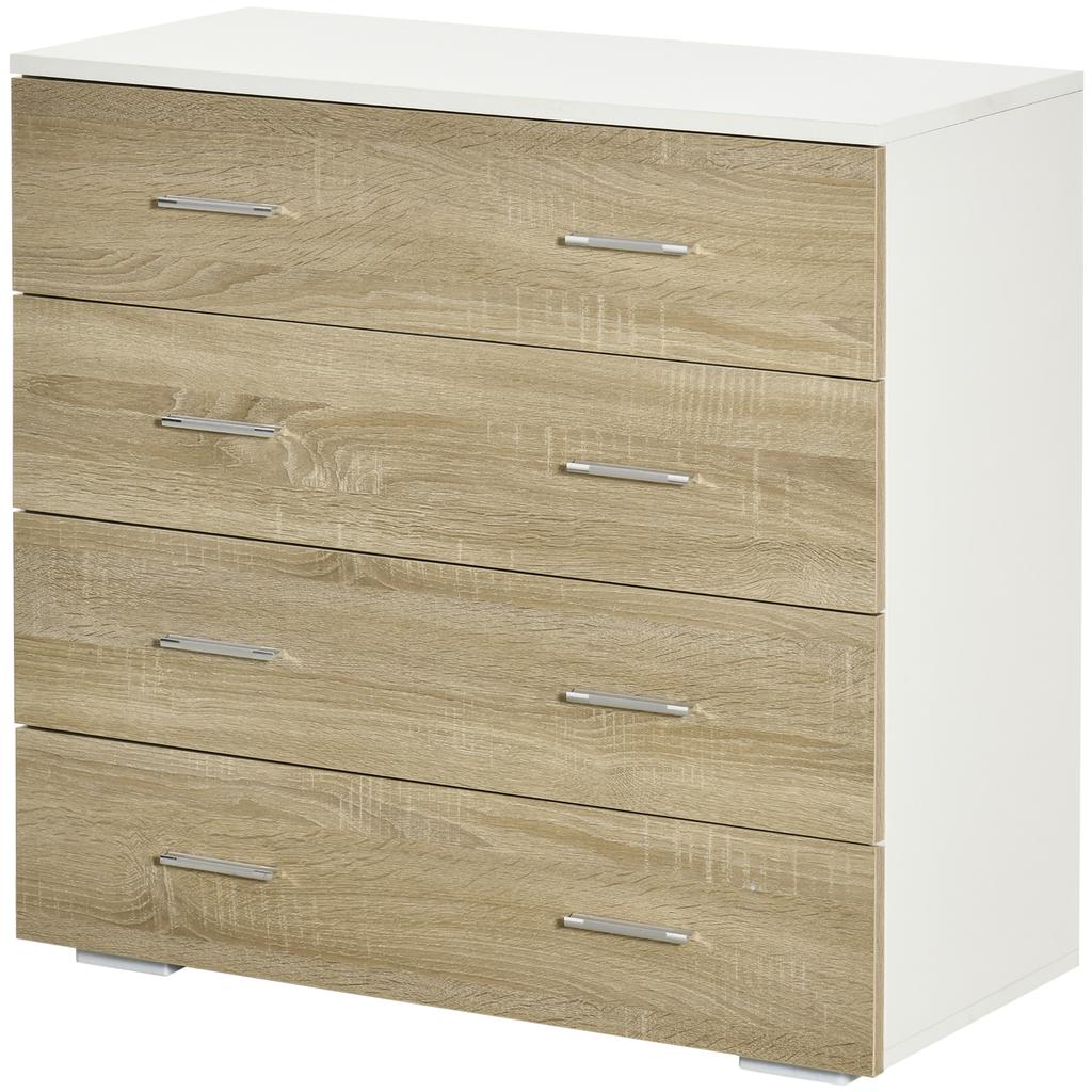 Chest of Drawers Storage Cabinet Contemporary Style 4 Drawers 76 x 35 x 72 cm White and Wood Color