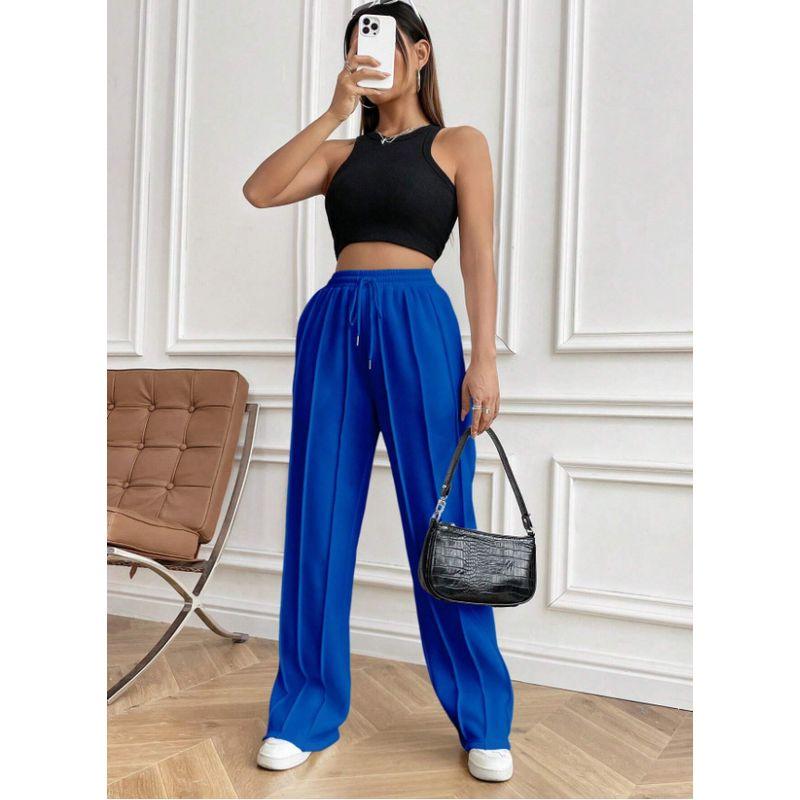 Straight Leg Sports Pants2025 Women Clothes Casual Sweatpants Drawstring Vertical Stripes Straight Sweat Pants