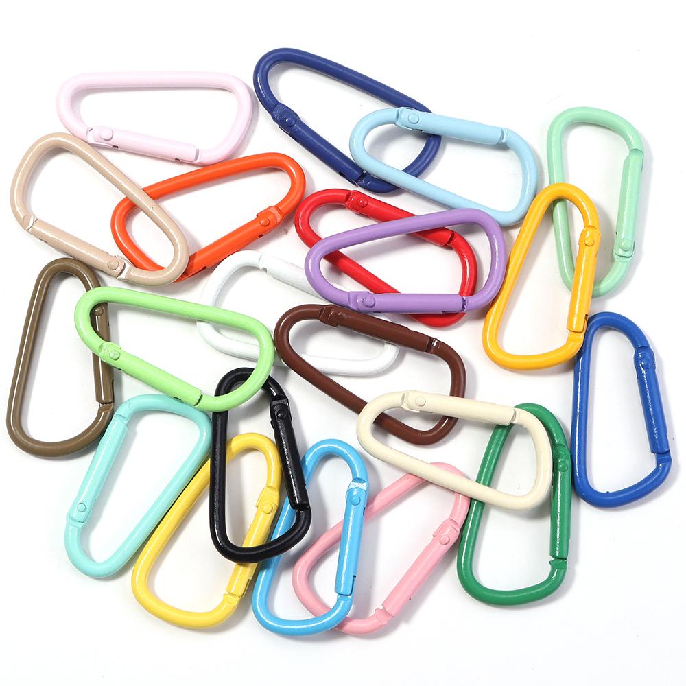 

10pcs/lot 45x24mm Alloy Spring Snap Clasps Colorful D-shape Carabiner Clip Clasp Hooks For Jewelry Making DIY Keychain Connector