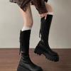 Fashion Fashion Wedge Knight Boots for Womens New Punk Style Handsome Platform Boots for Women's Rear Zipper High Tube Boots Botas Mujer