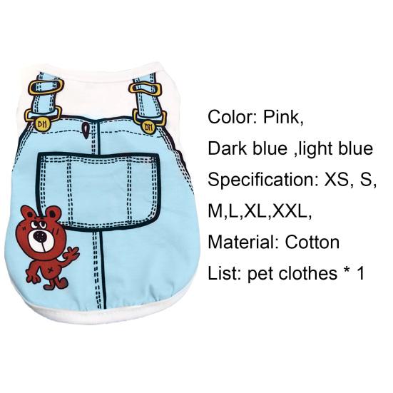 Pet Suspenders Cartoon Print Design Sweat Absorption Cotton Dog Casual Clothes for Dog