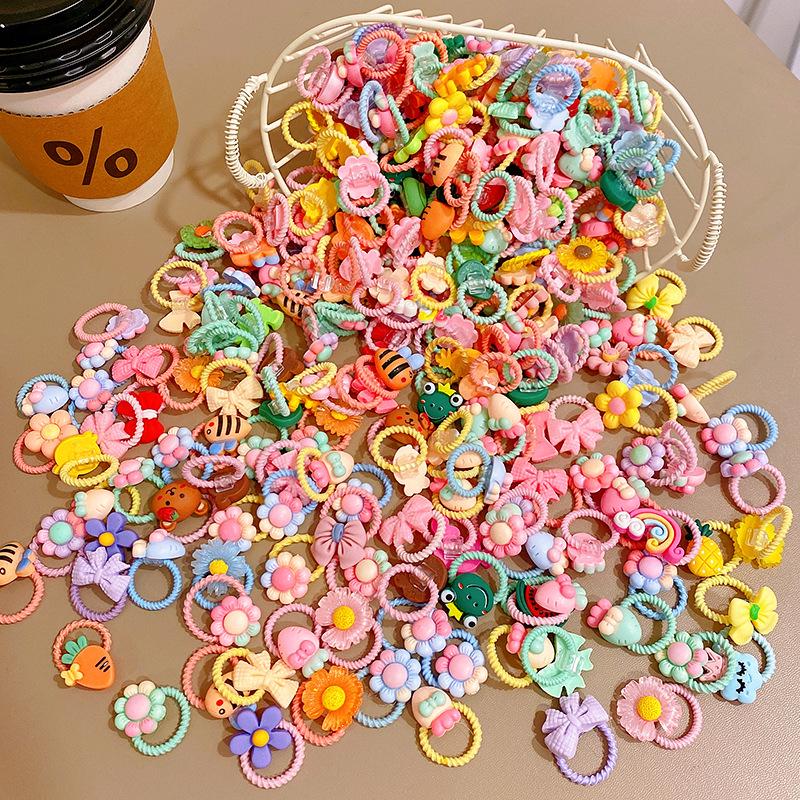 Non-Damaging Korean-Style Hair Ties for Girls – Cute Cartoon Rubber Bands, Perfect for Babies, Adorable Small Size