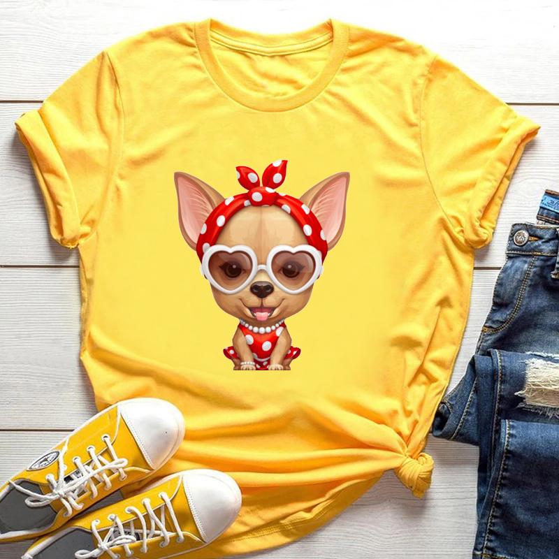 Stampa Mamma Chihuahua T-shirt da Donna Estate Nuova Moda T-shirt Divertente Design Cane Bella Ragazza T-shirt Tee Shirt Femme
