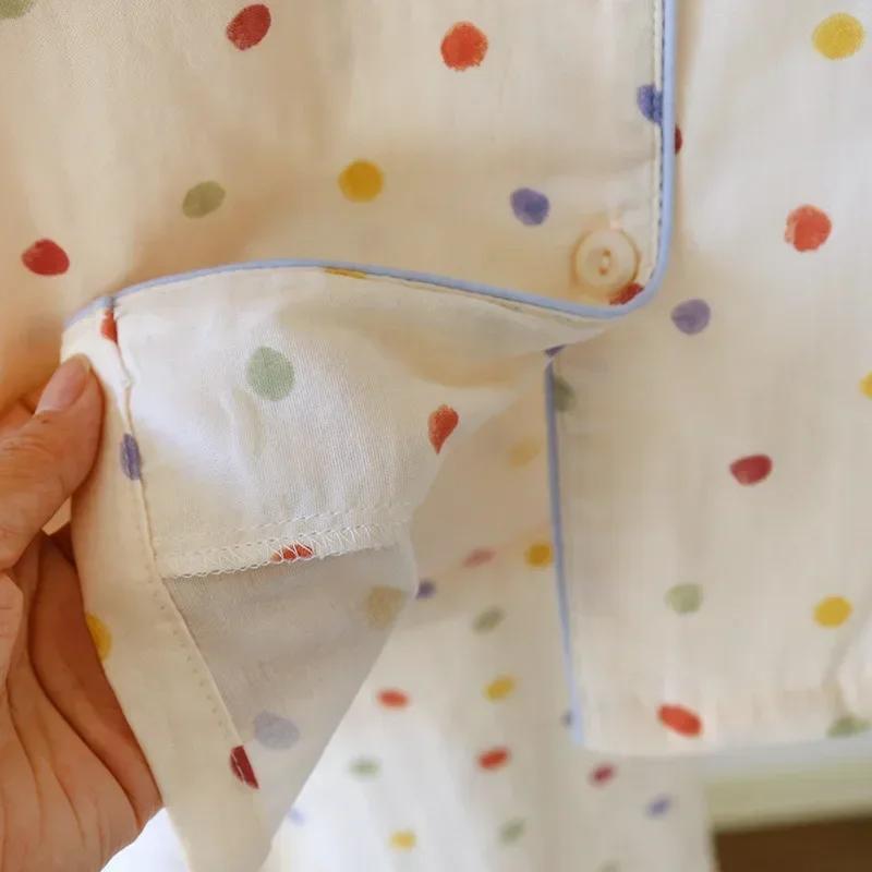 Conjunto de Pijama Nuevo para Mujer Primavera/Verano 2025 100% Algodón Manga Larga Pantalón Largo Conjunto de Dos Piezas Cárdigan Ropa de Casa Ropa de Dormir