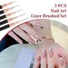 YIKOOLIN 5pcs Nail Art Liner Brush Set UV Gel Nail Brushes Kits French Stripe Line Painting Drawing Flower Pen Manicure Tool