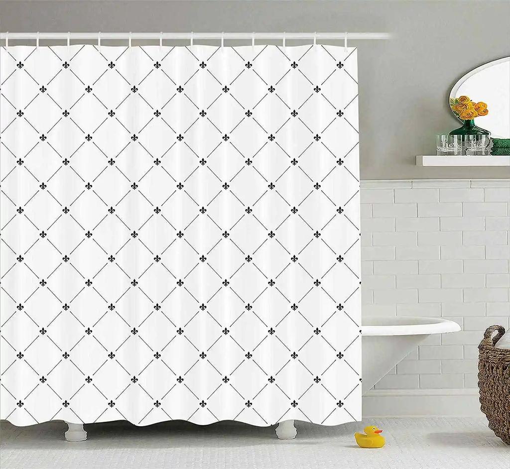 Color Geometric Shower Curtain Set Mid Century Modern Retro Drop Shapes Abstract Art Bathroom Polyester Fabric Curtains Hooks