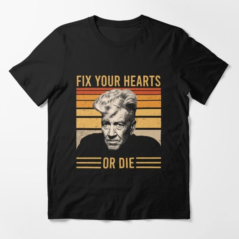 David Lynch Twin Peaks Lines Graphic Cotton Unisex O-neck Shirt Summer Men Y2k Short Sleeve Tsh