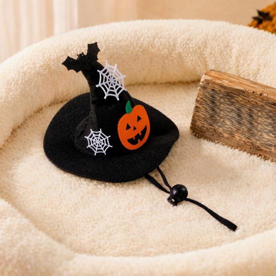 huaqianguhh Halloween Dog Hat, Adjustable Cat Witch Pumpkin Bat Cobweb Pet Hat for Small Medium Dogs Cats Holiday Costume Photo Prop