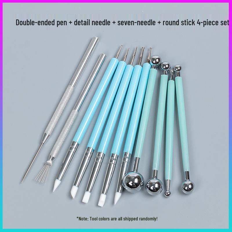 Silicone Double-Ended Dotting and Pressing Pen for Polymer Clay Sculpting
