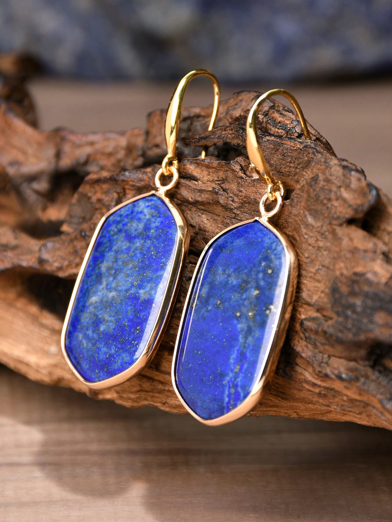 

Natural Lapis Lazuli Earrings Round Teardrop-Shaped Pendant Retro And Elegant Earrings Holiday And Mother s Day Gifts колір bleu де франс