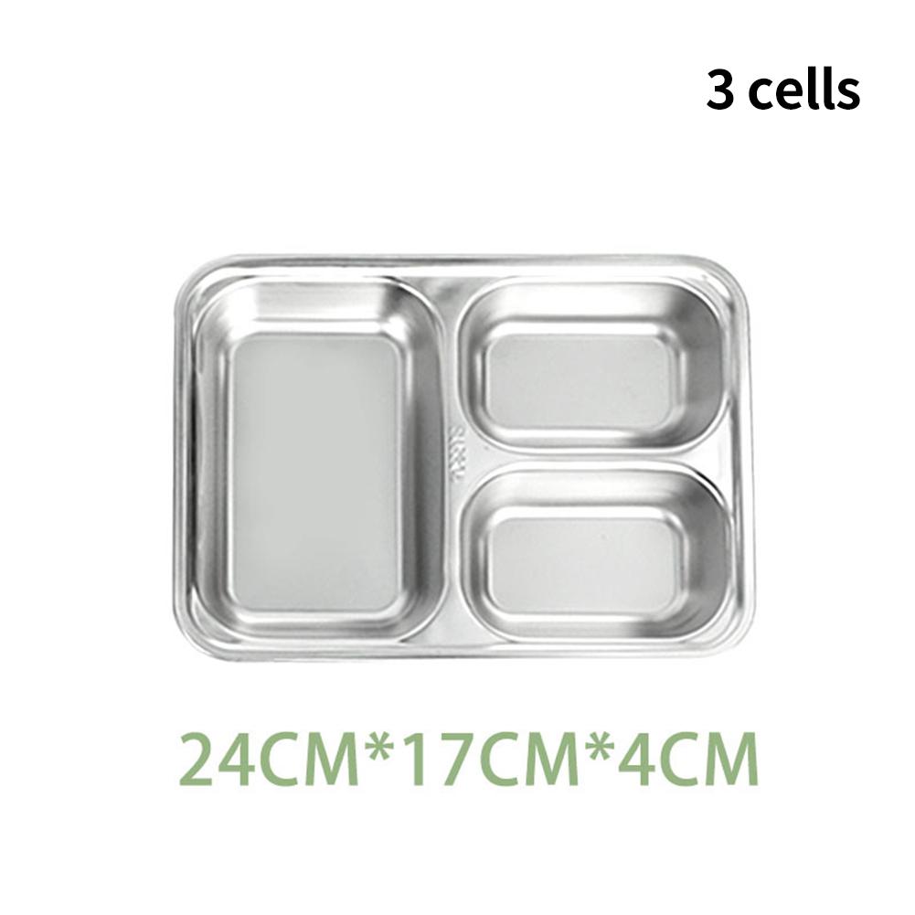 

Dinner Plates Food Plate Stainless Steel 2/3/4/5 Grids Dinner Tray Dinnerware Divider Plate For School Lunch Container