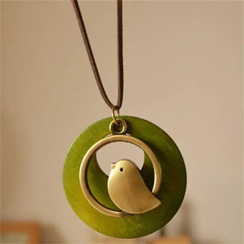 1 PC Bohemia Bird Pendant Necklaces for Women Men Vintage Long Wooden Chain Charms Necklace Fashion Jewelry Christmas Gifts 189]