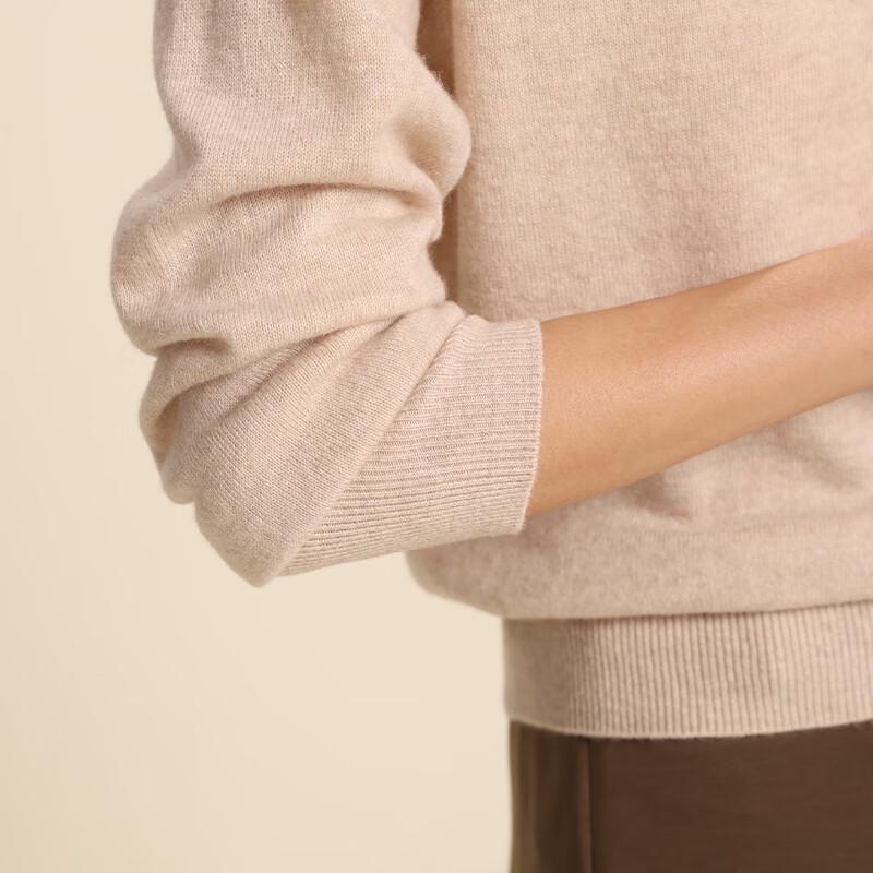 Qianbainian Women's Elegant V-Neck 100% Wool Knit Top
