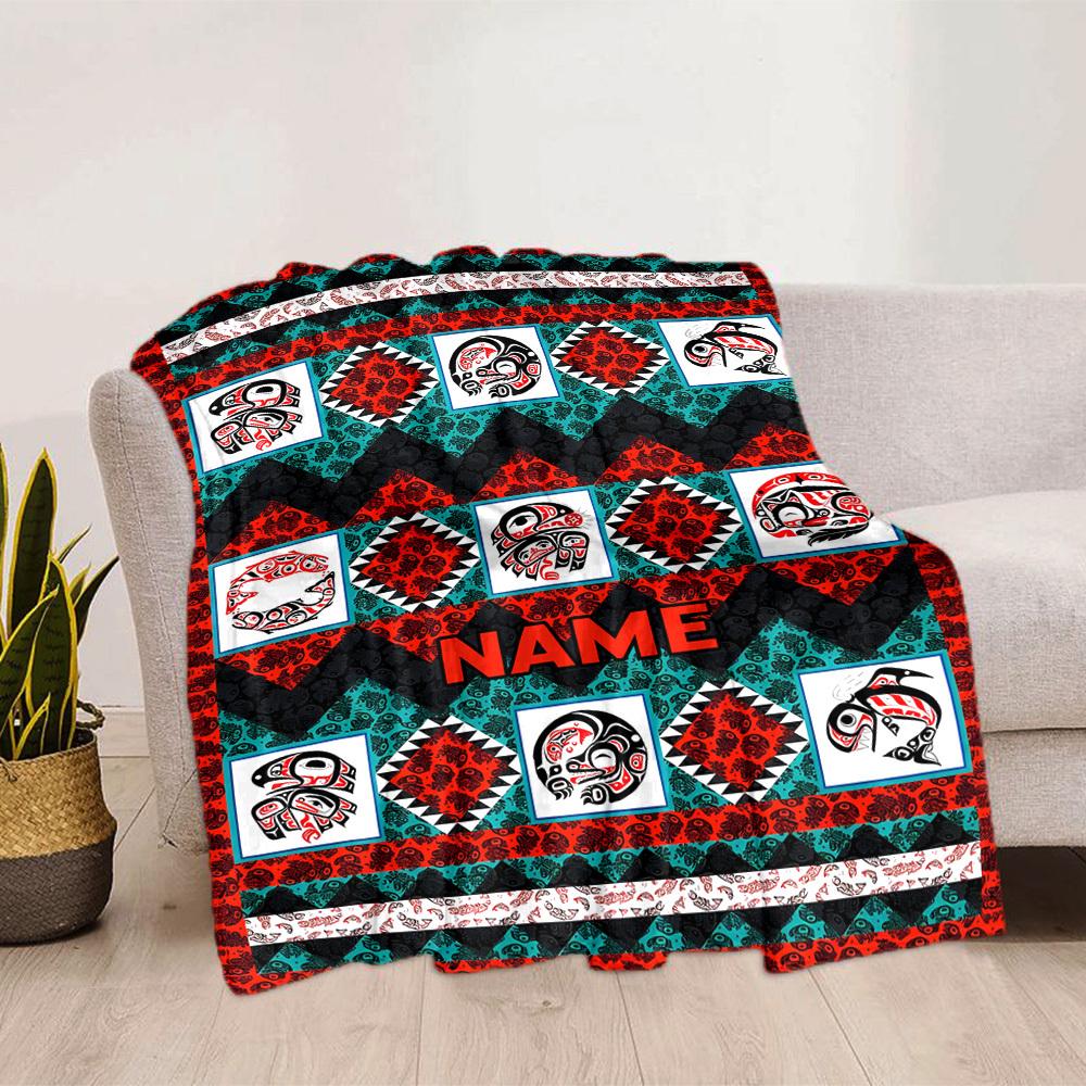 Custom Name Blanket Native American Style Artwork Soft Cozy Allseason Throw For Picnics Couches Offices Beds Living Rooms Perfect Gift For Friends And