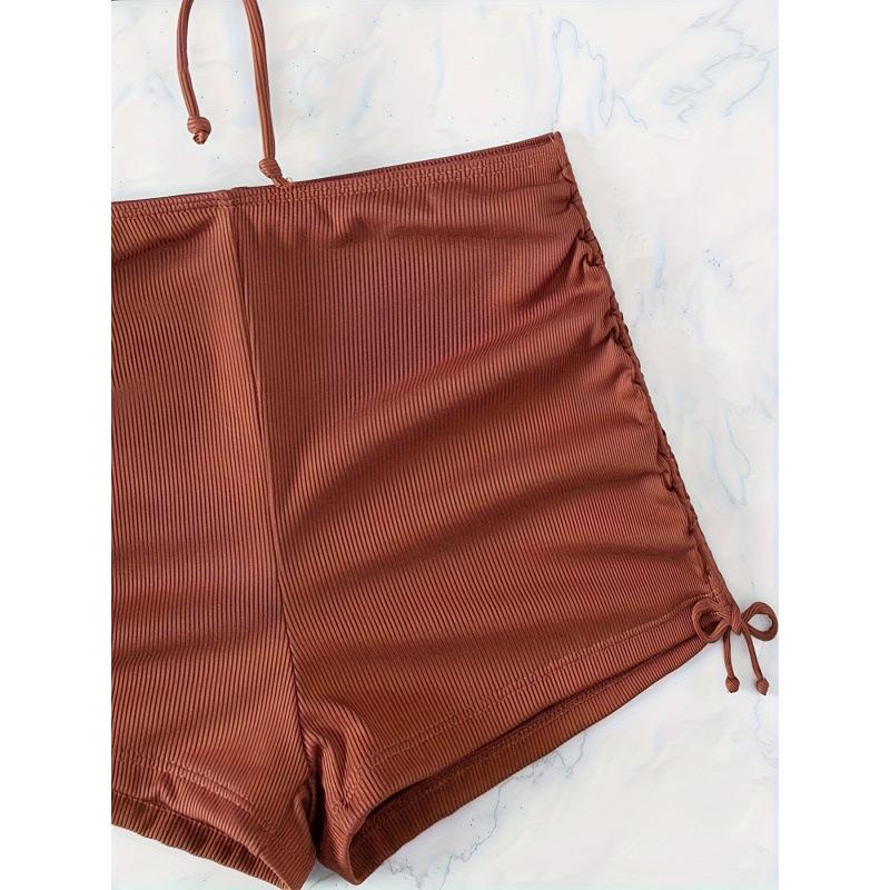 2025 European & American Solid Color Backless Two-Piece Swimsuit (Women's)