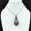 Funkelnder Regenbogen Solarquarz Edelstein Handgefertigter Kupferdraht Wickel Schmuck Anhänger Zum Geschenk