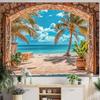 Gothic Arch Magic Forest Window Wall Tapestry Cathedral Frame Enchanted Woodland Castle Starry Sky Mushroom Fantasy Decor
