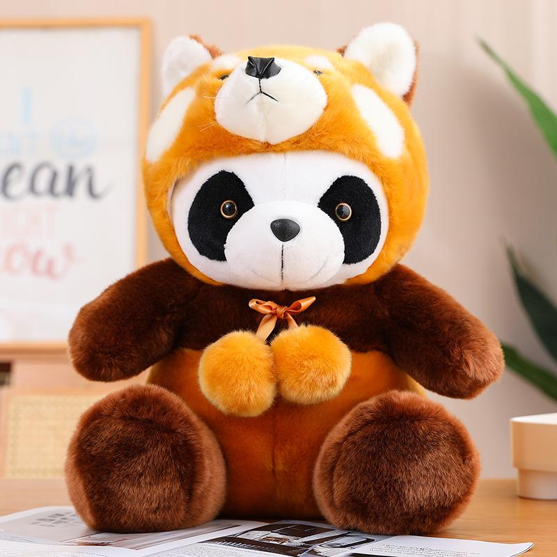 

Cute raccoon turned into panda doll plush toy black and white panda doll children s company soothing doll 25cm（0.25kg）