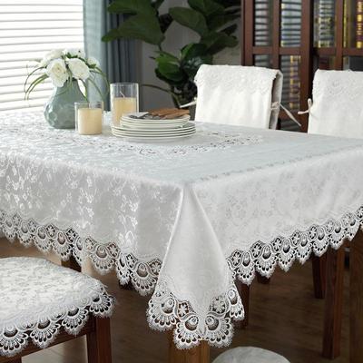 Tafelkleed Crème Europa Luxe Geborduurd Jacquard Satijn Tafel Eettafelhoes Tafelkleed Bloem Kant Tv Kast Stofdoek