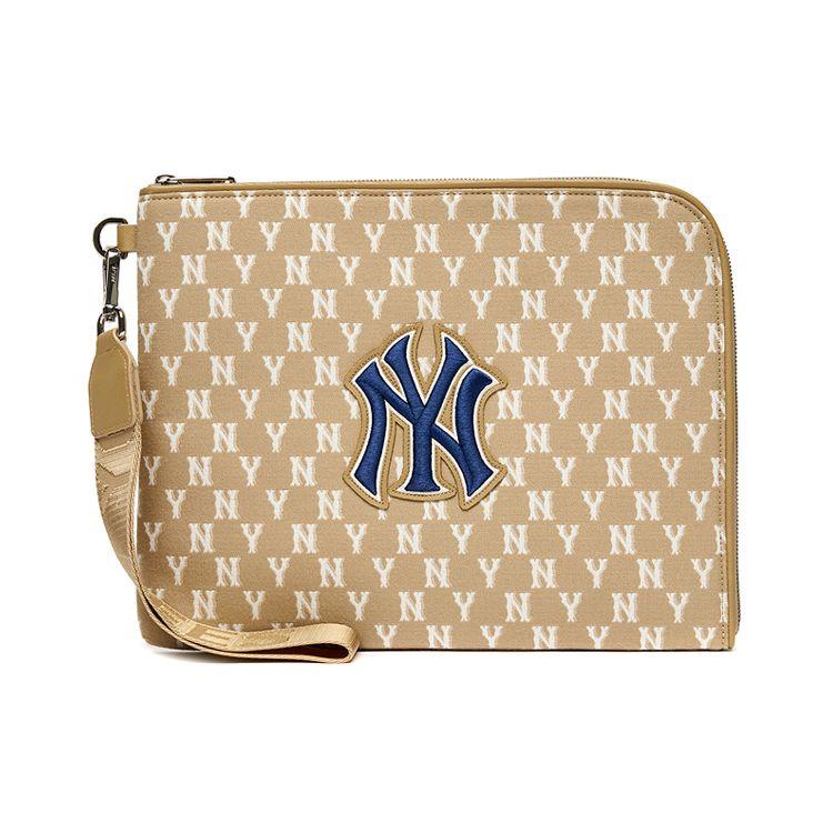 MLB Monogram Series NY Yankees Vintage Floral Print Letter Logo Zipper Wallet Clutch Unisex wallets Khaki 3APOS012N-50BGD Khaki