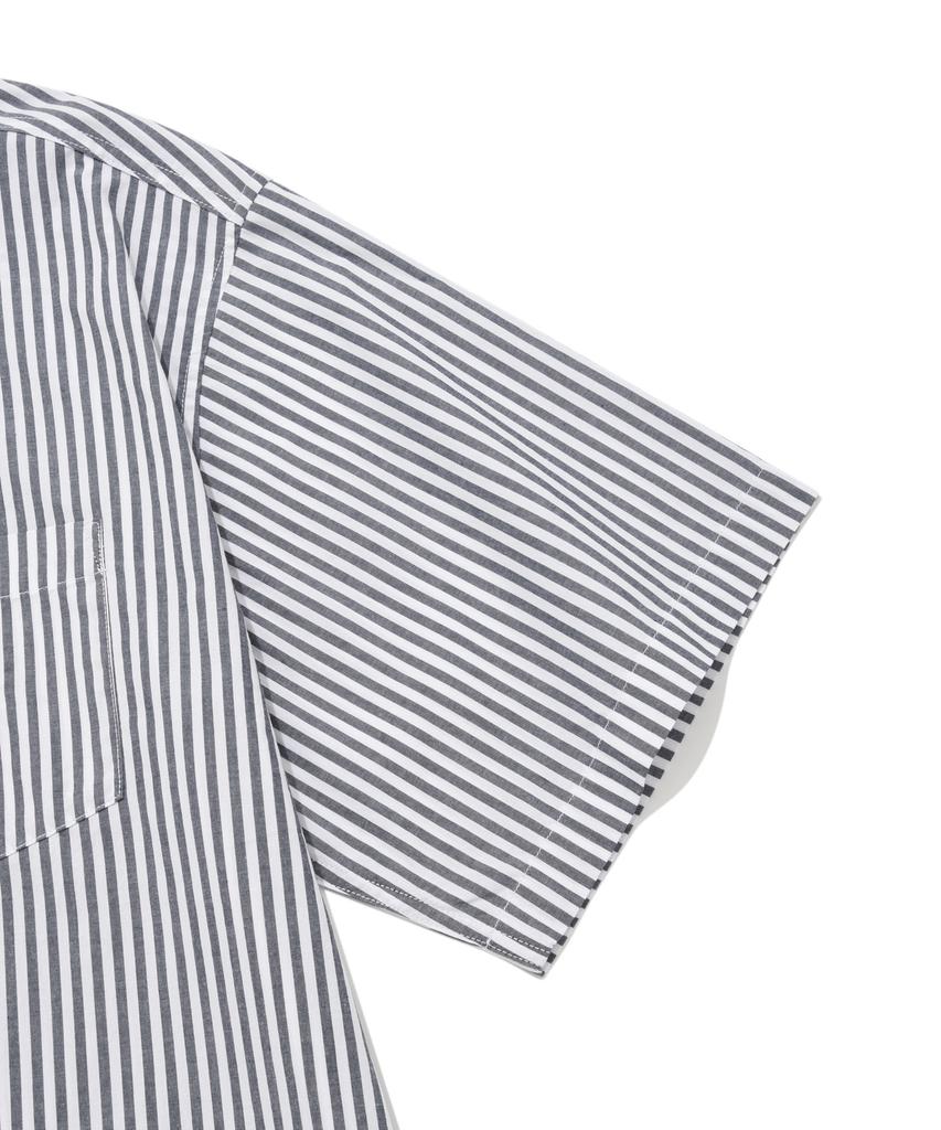 COVERNAT Whale Logo Stripe Half Shirt Navy