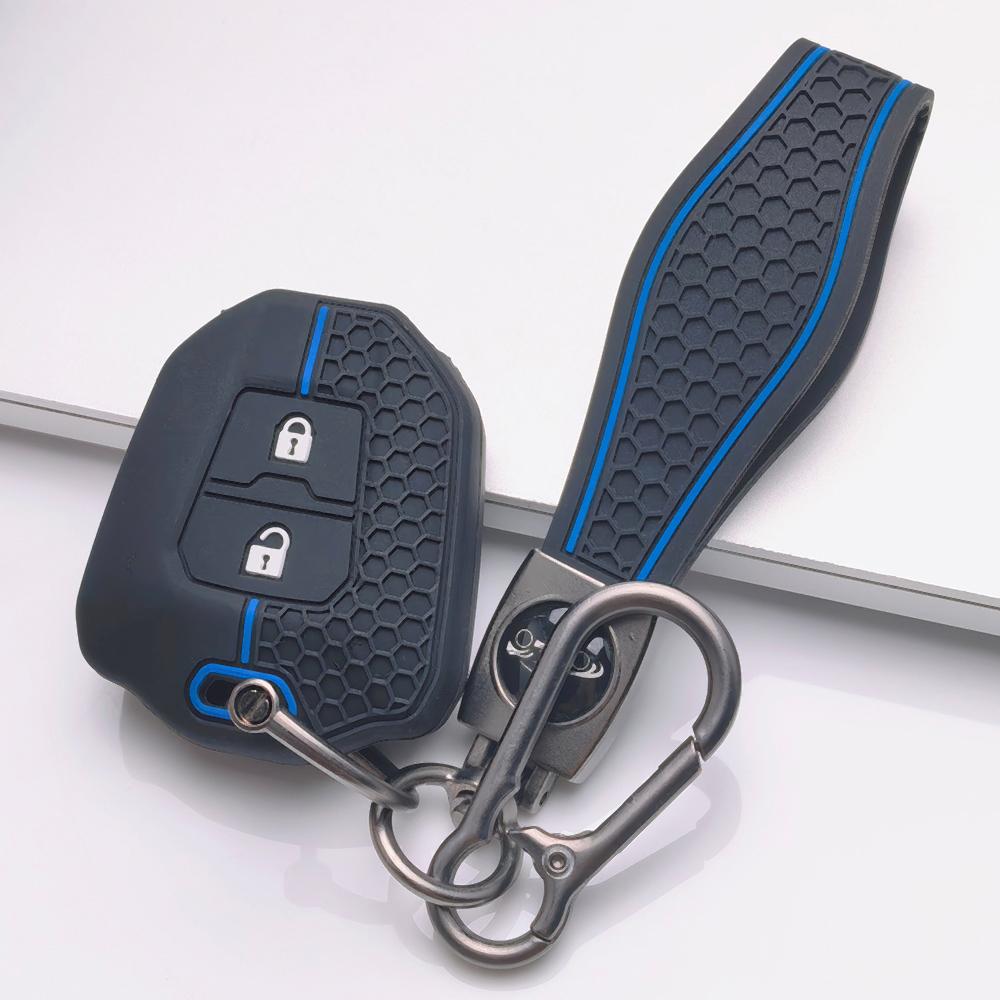 Soft Silicone Remote Key Case for Isuzu D Max Mu-x V-Cross F Series KB250 with Keychain Honeycomb Texture Shockproof Key Shell Accessory чёрный