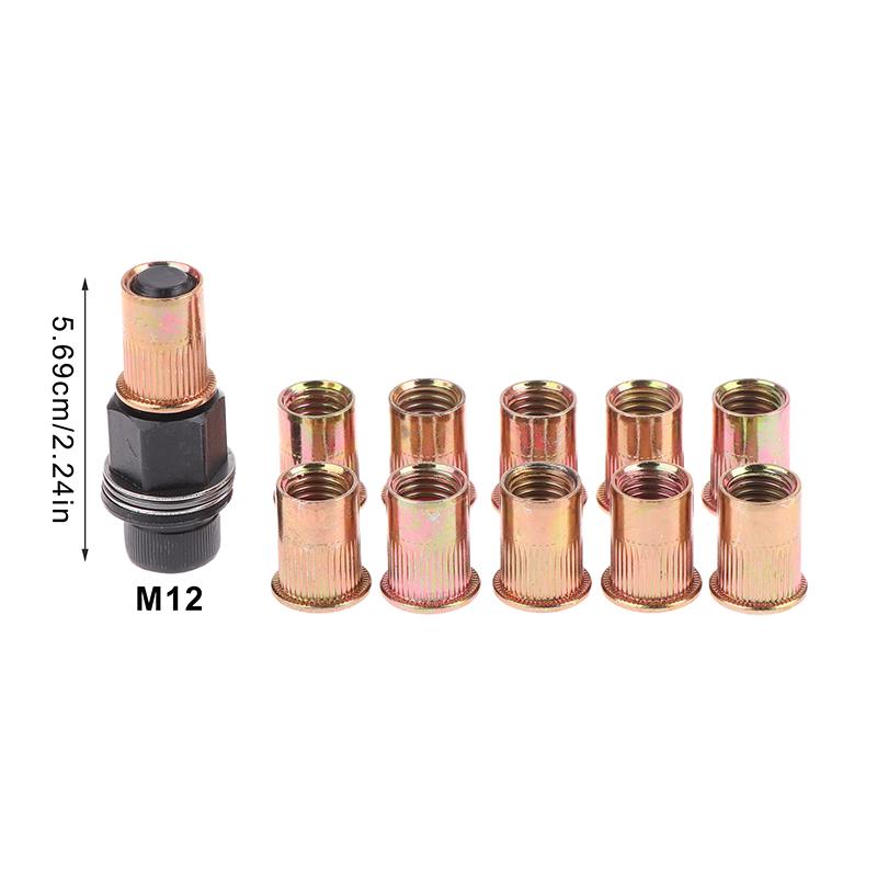 11Pcs/set Carbon Steel M3 M4 M5 M6 M8 M10 M12 Hand Manual Riveter Nut Adapter Tool For Home Renovations And Auto Repair