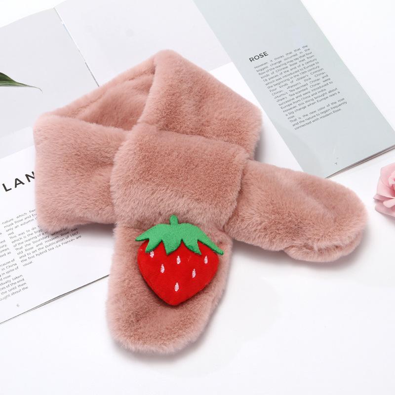 Children'S Scarf Winter Cartoon Plush Children'S Scarf Boys And Girls Warm Cross Imitation Rabbit Hair Children'S Neck
