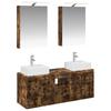 Set Mobiletto da Bagno 5 Pezzi Materiale a Base di Legno di Quercia Affumicata