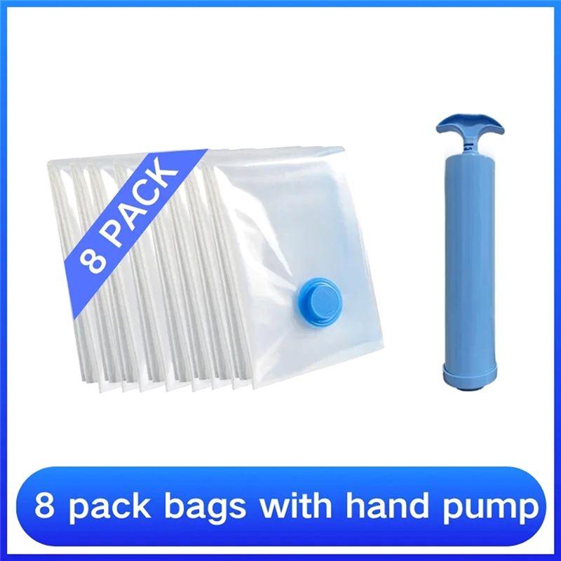 BAAJ-Vacuum Seal Bag 8Pcs Space Saving Storage Bags For Clothes, Pillow, Bedding, Blanket, Package Wardrobe Organizers