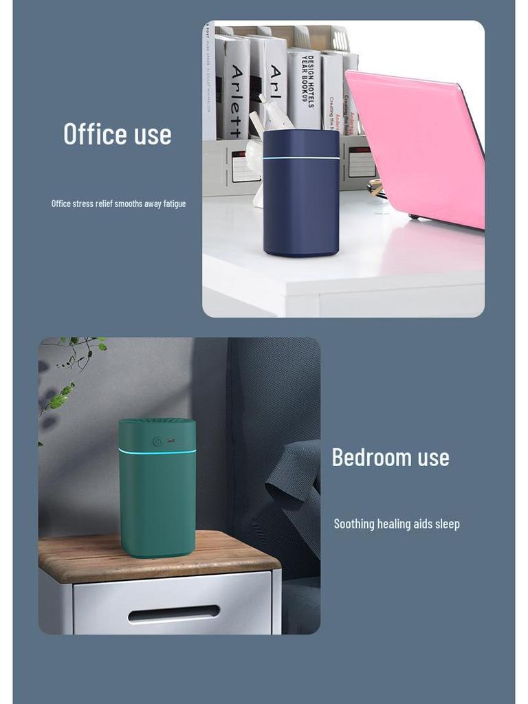 Compact USB Aroma Diffuser & Humidifier with Night Light for Home, Bedroom, and Car