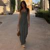 Women's Tight-fitting Halter-neck Dress Solid Color Splicing Sleeveless Dress Halter Sleeve Fold Midwaist Irregular Dress