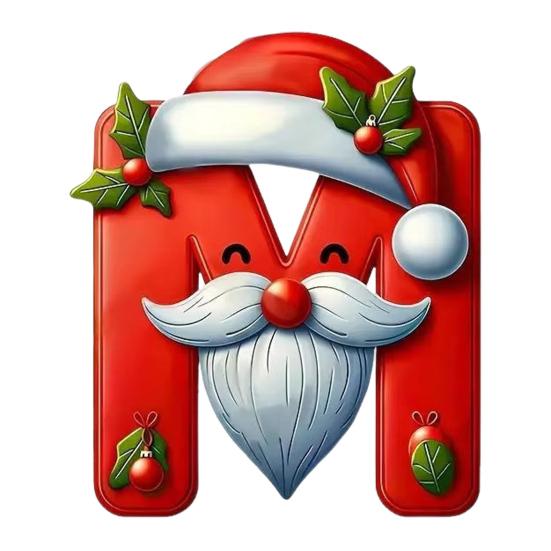 26 Letters Christmas Ornaments Personalized Santa Claus Monogram Initial Letter Xmas Tree Pendant for Tree DIY Craft Home Decor
