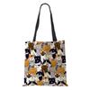 Women Handbag Linen Totes with Family Cat Print Casual Traveling Beach Gift Bags CLE