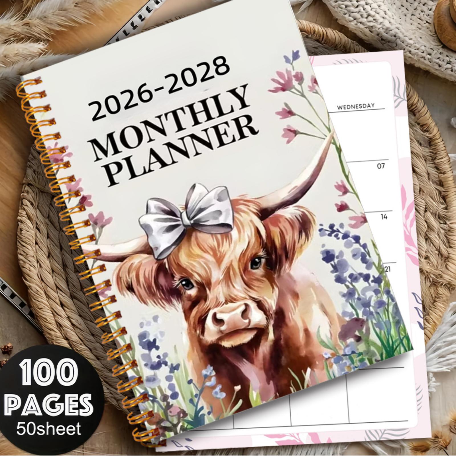 

A Watercolor Monthly Planner For 2026-2028, Perfect As A Gift For Family And Friends To Help Plan Your Time And Schedule. One Size