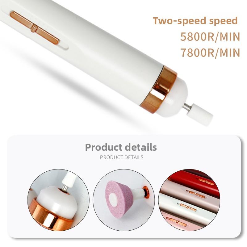 Mini Electric Nail Grinder Portable Nail Drill Machine for Women, Home Manicure Pedicure Tool with 5 Heads