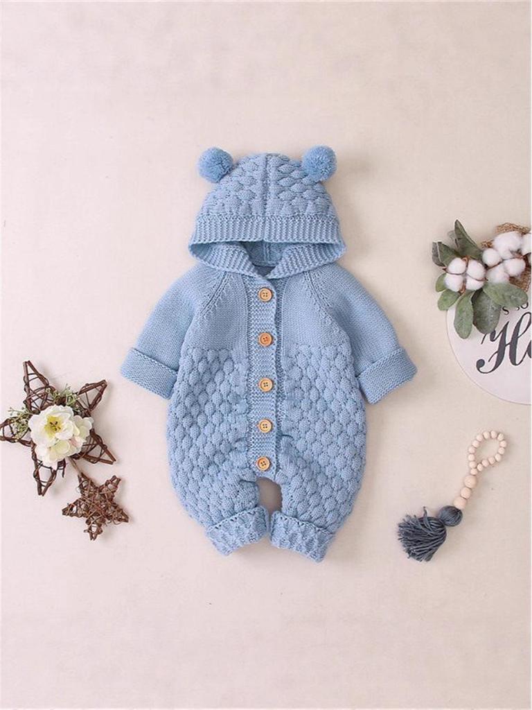 Knitted Baby Romper - Warm Wool Suit for Boys & Girls, Autumn/Spring