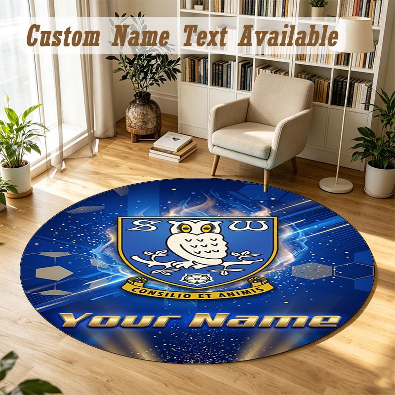 Round Rug Custom NameSheffield Wednesday FC Pattern Non Slip Carpet Home Floor Decor