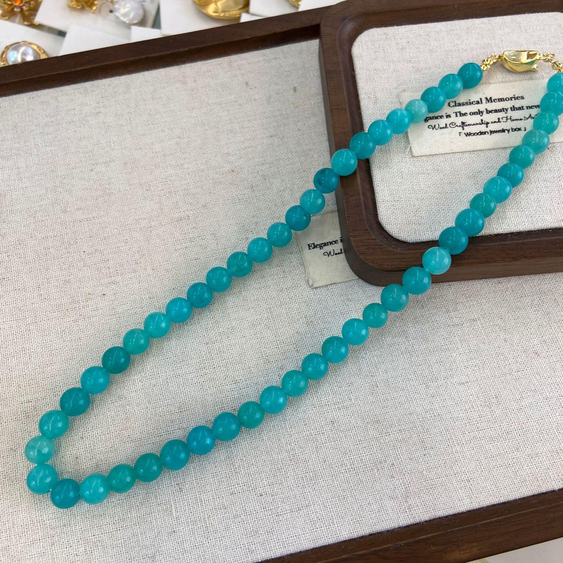 

Новое китайское бирюзовое ожерелье Tiffany 8M для женщин, нишевая цепочка на ключицу с бусинами, высококачественное легкое люксовое ожерелье из натурального камня
