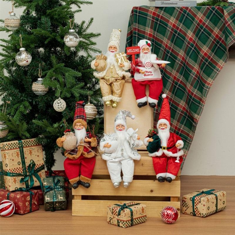 Premium 12-calowa Figurka Świętego Mikołaja w pozycji siedzącej Ozdoba świąteczna Do dekoracji świątecznych w pomieszczeniach i ekspozycji festiwalowych