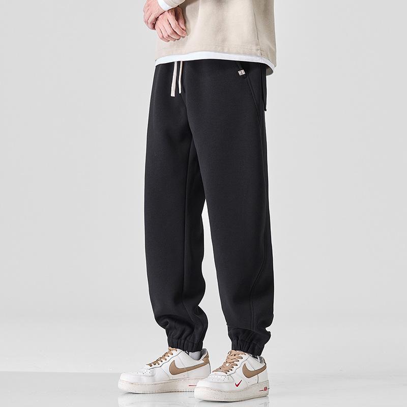 Ins Solid Color Simple Trendy Brand Tied Feet Nine-point Pants Sweatpants Men's Loose and Comfortable Elastic Waist Sports Casual Pants