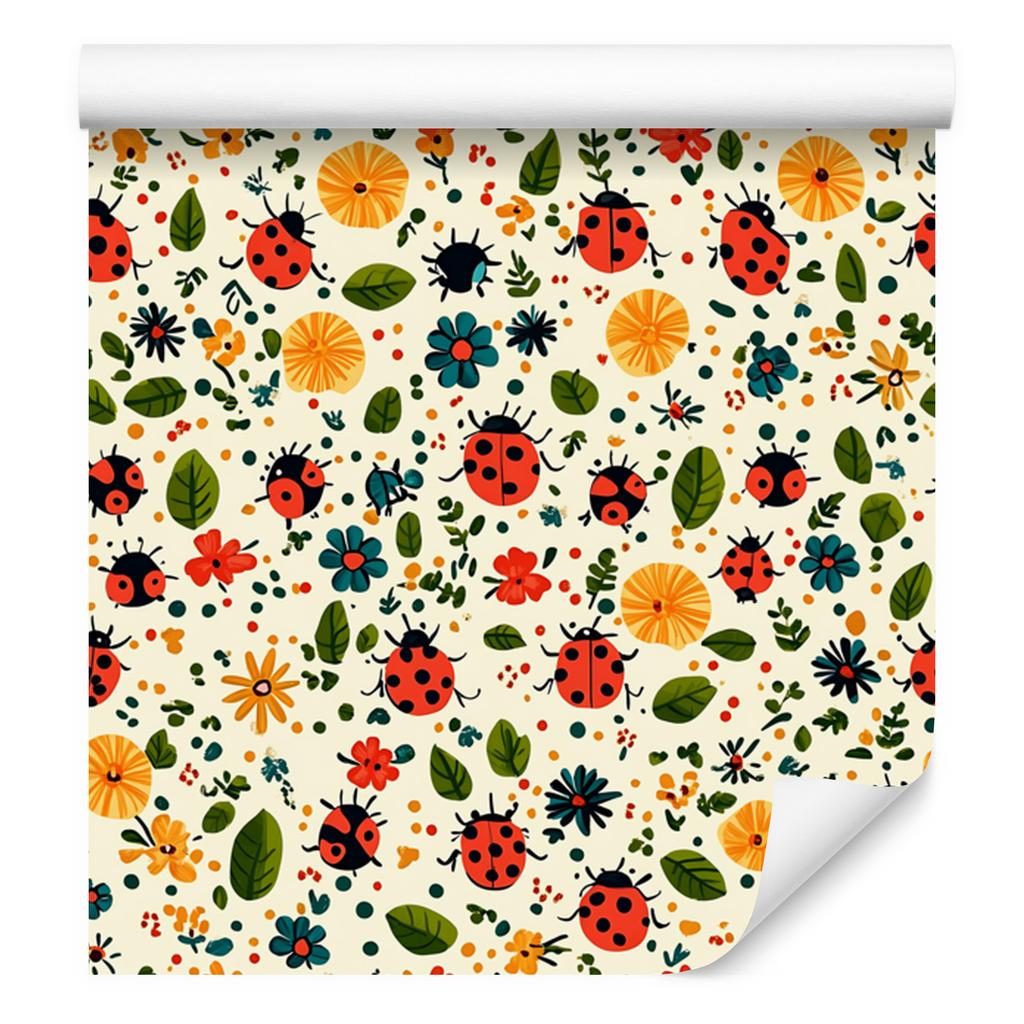 Ladybugs Cream and Beige Wallpaper for Living Room and Bedroom 50x1000