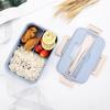 Wheat Straw Bento Lunch Box with Cutlery - Portable, Sealed, Compartmented for Students & Office Workers
