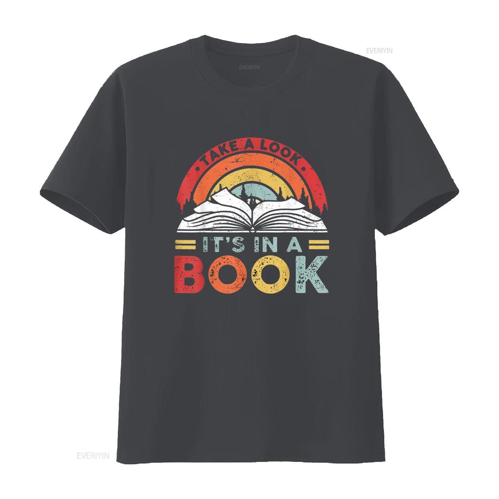 Take A Look Its In Book Vintage Reading Bookworm Designer Women S T Shirt Casual S Vintage Washed Homme Streetwear Soft