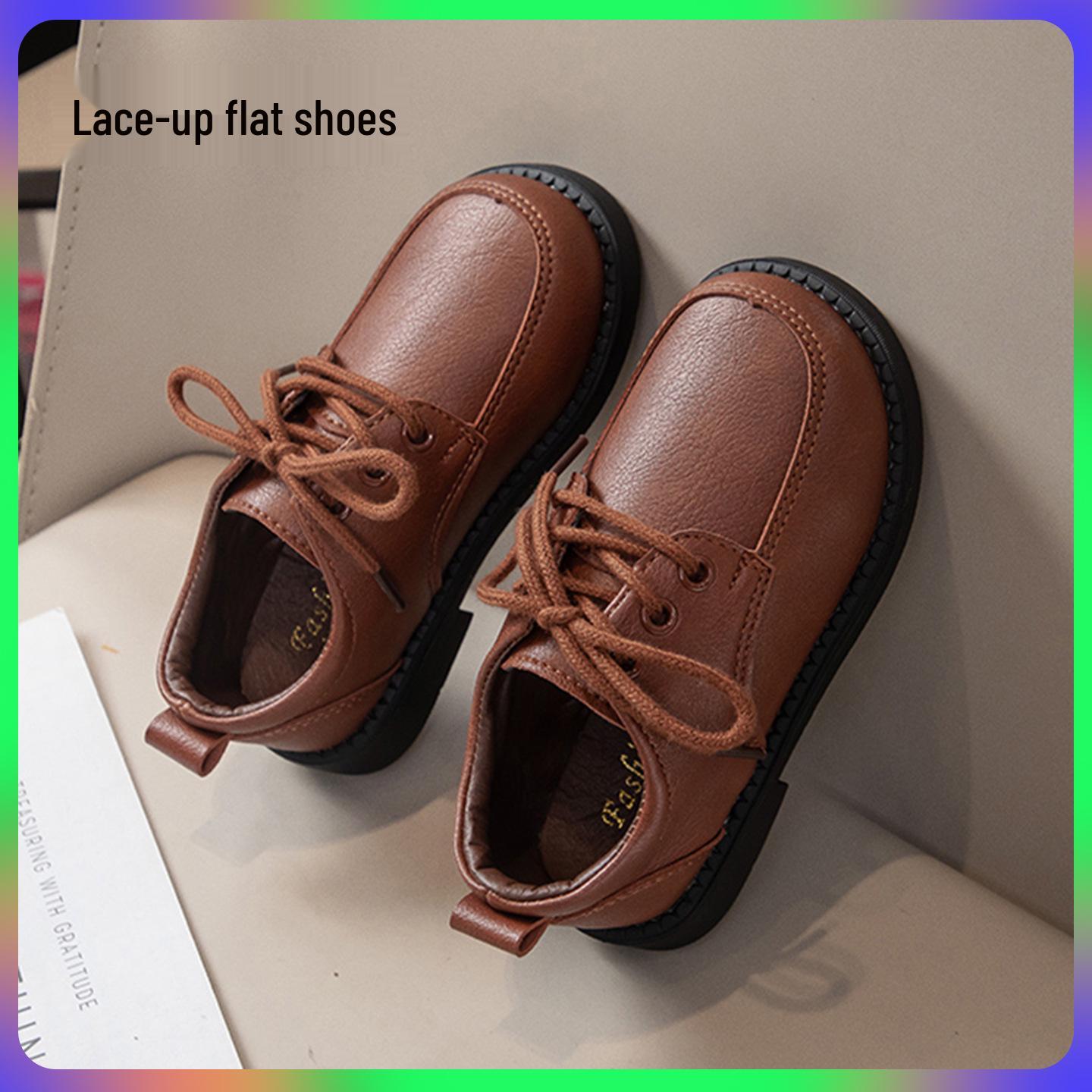 Boys Black Leather Velcro Shoes, Academy Style with Velvet Lining and Soft Sole Size 25-30 Full Set (6 pairs)