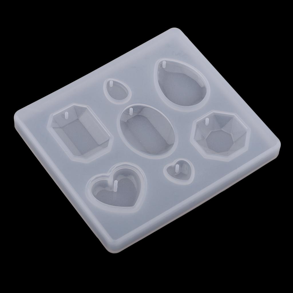 2 Piece Gem Diamond Silicone Pendant Mold DIY Jewelry Resin Craft Mould Tool