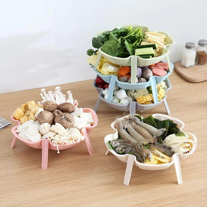 1PCS Can Be Superimposed Flower Plate Hot Pot Side Dish Creative Home Tableware Fruit Plate Dessert Plate