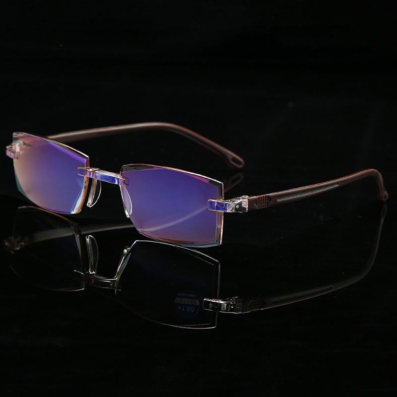 Men Square Rimless Reading Glasses Women Anti Blue Light Blocking Frameless Presbyopic Glasses Frame Diopters +1.0 1.5 2 2.5