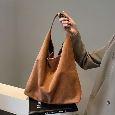 Neformální sada kabelek přes rameno pro ženy 2-IN-1 Semiš Pure Color Velkokapacitní nákupní taška Zimní Nové kabelky Dámské